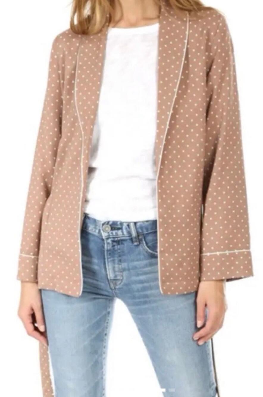 FRAME Denim Polka Dot Smoking Jacket Blazer Almondine Multi Size M NWOT Fallcore